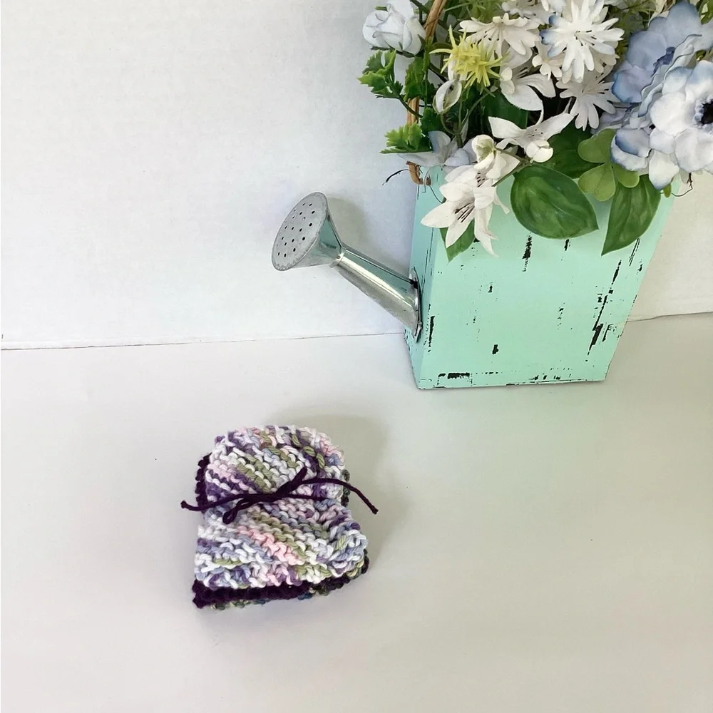 Baby Washcloths Hand Crafted Cotton Pink Purple Shower Gift Bath Essentials